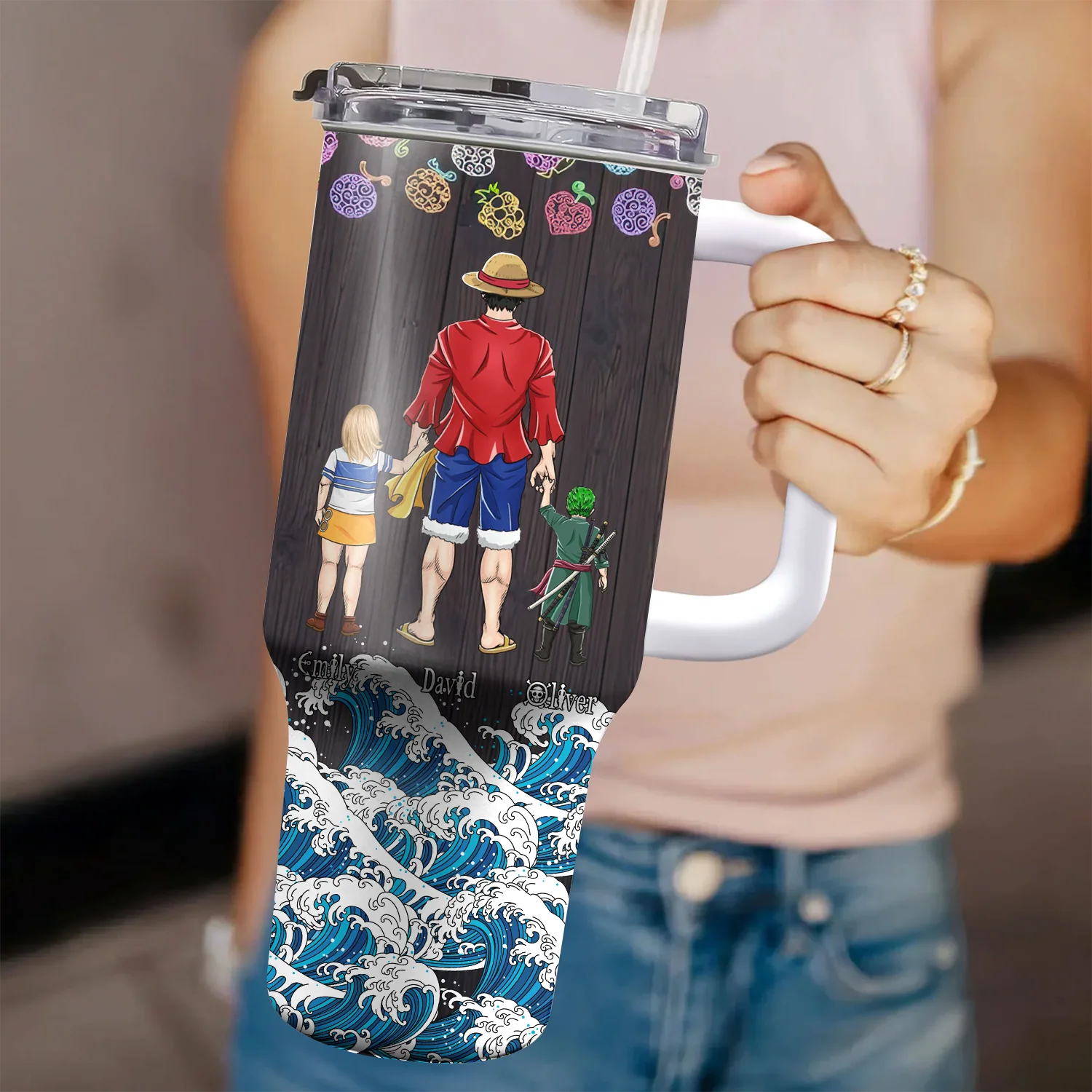 Daddy Lol Straw Hat Crew - Personalized 40oz Tumbler Cup With Straw - Gift For Dad, Father's Day | CL11  NA94 - Image 4
