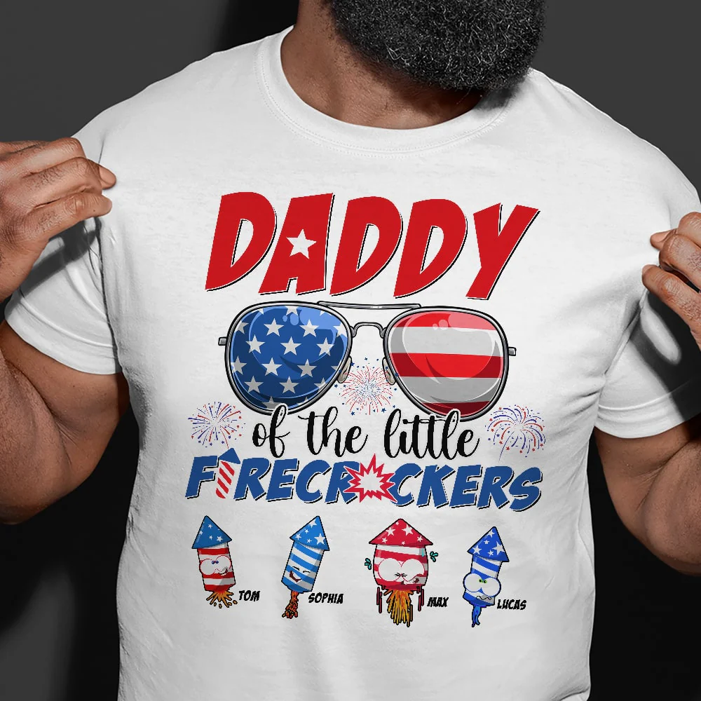Daddy Of The Little Firecrackers - Personalized T-shirt - Patriotic Gift For Dad, Grandpa HN02 - Image 5