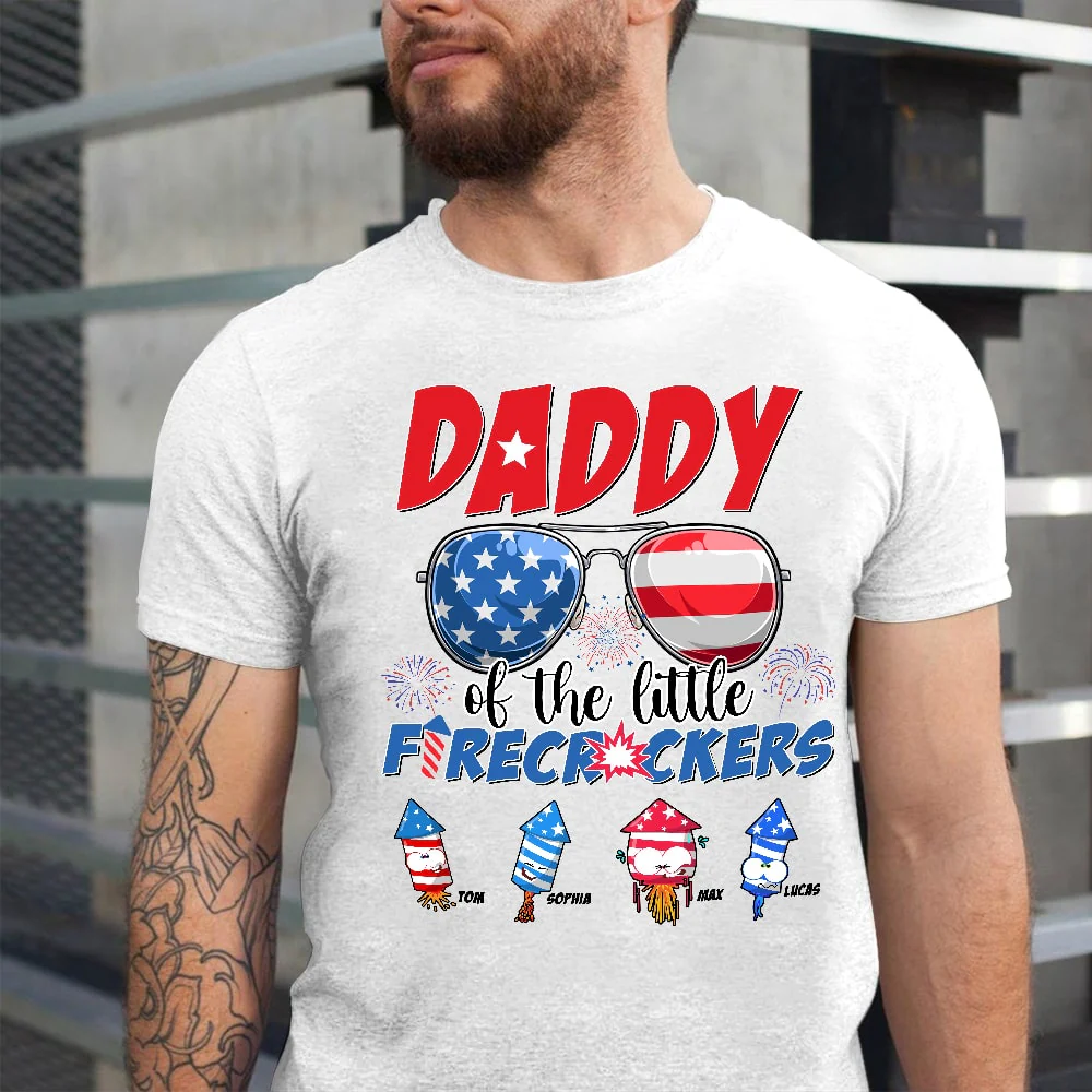 Daddy Of The Little Firecrackers - Personalized T-shirt - Patriotic Gift For Dad, Grandpa HN02 - Image 6