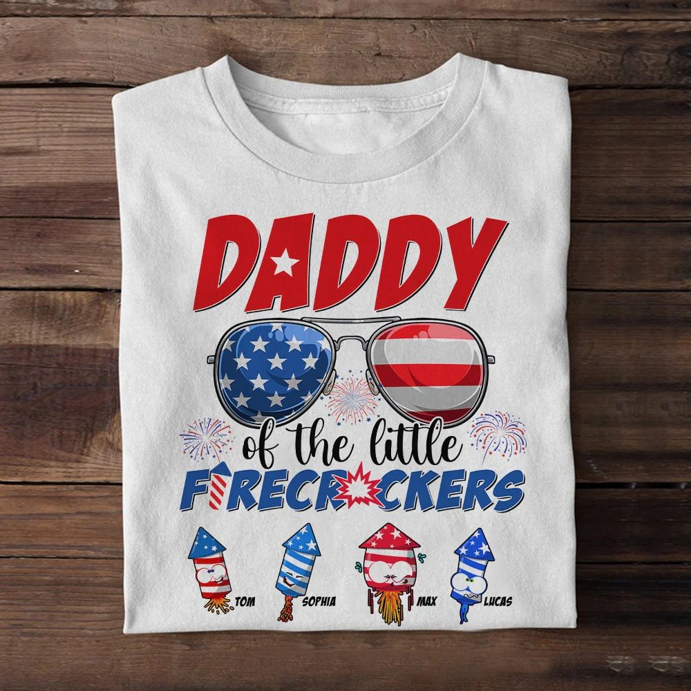 Daddy Of The Little Firecrackers - Personalized T-shirt - Patriotic Gift For Dad, Grandpa HN02 - Image 7