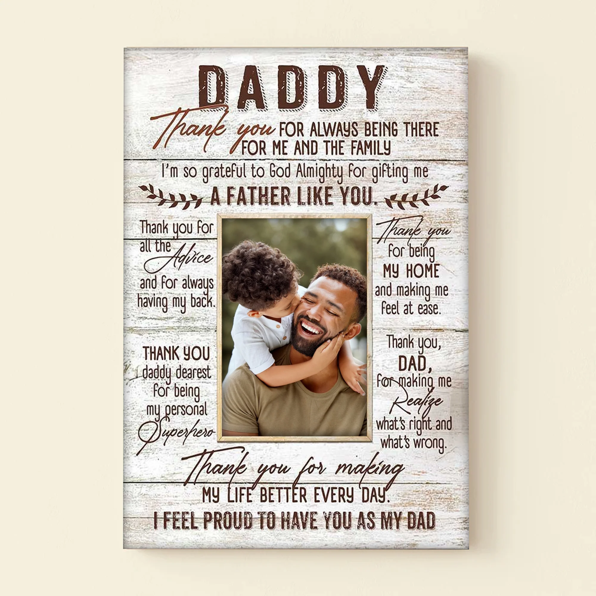 Daddy Thank You For Always Being There - Gift For Father's Day - Personalized Canvas Poster - Image 3