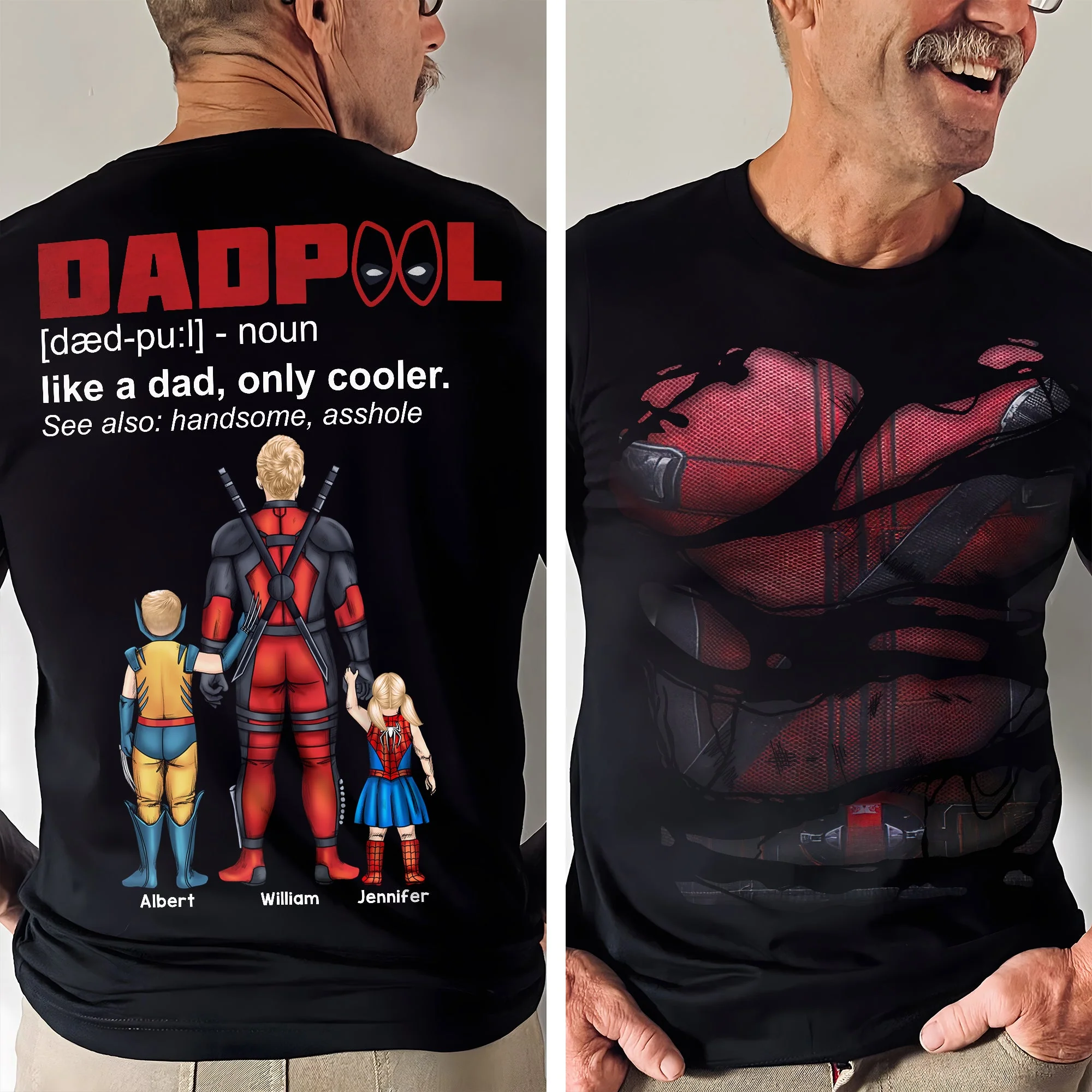 Dadpool Like a Dad Only Cooler - Personalized Tshirt - Funny Gift for Dad, Father's Day | CL02