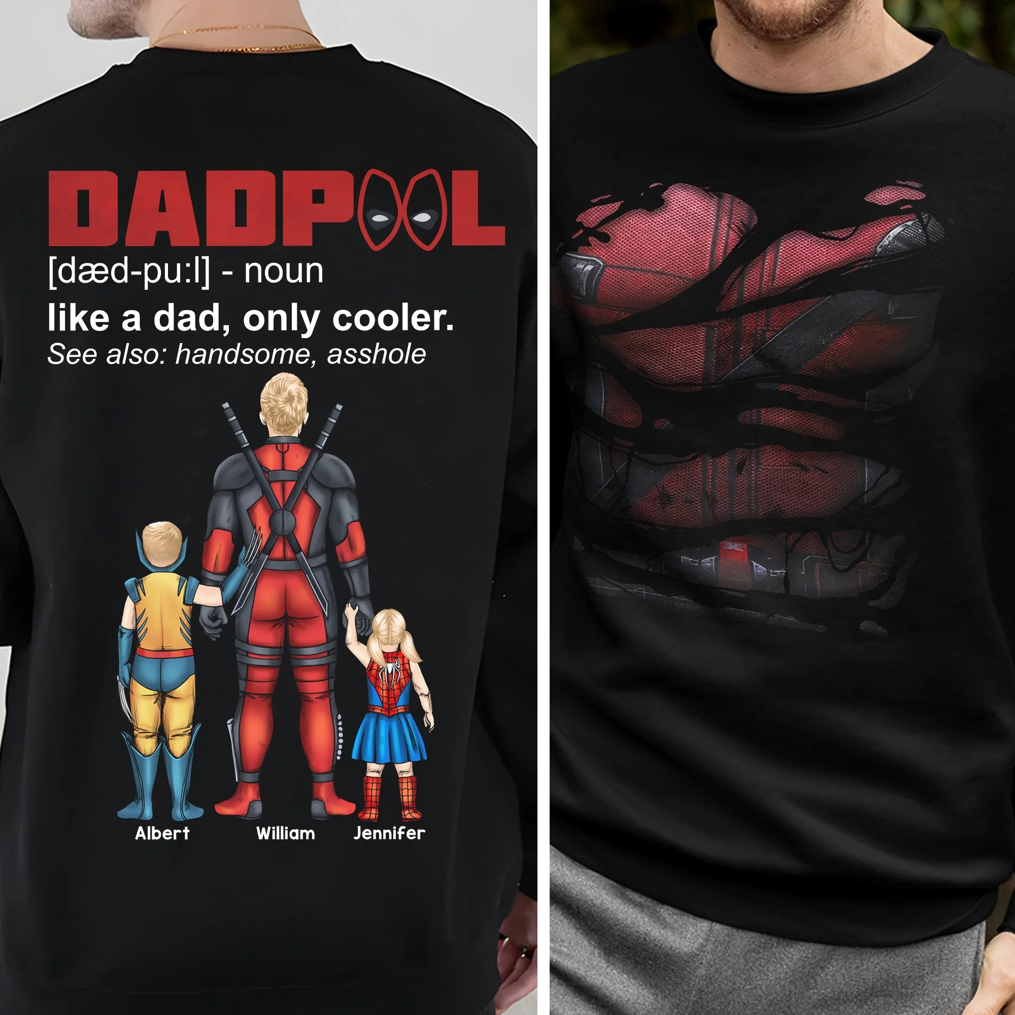 Dadpool Like a Dad Only Cooler - Personalized Tshirt - Funny Gift for Dad, Father's Day | CL02 - Image 3