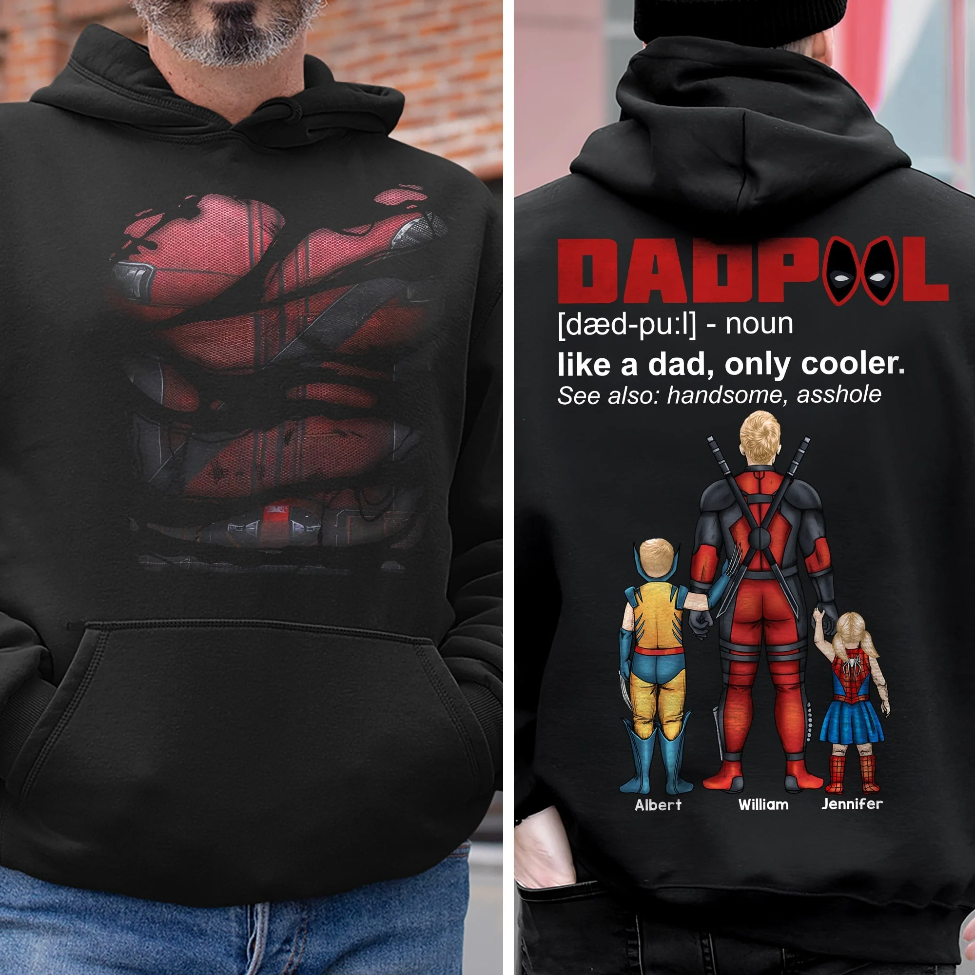 Dadpool Like a Dad Only Cooler - Personalized Tshirt - Funny Gift for Dad, Father's Day | CL02 - Image 4