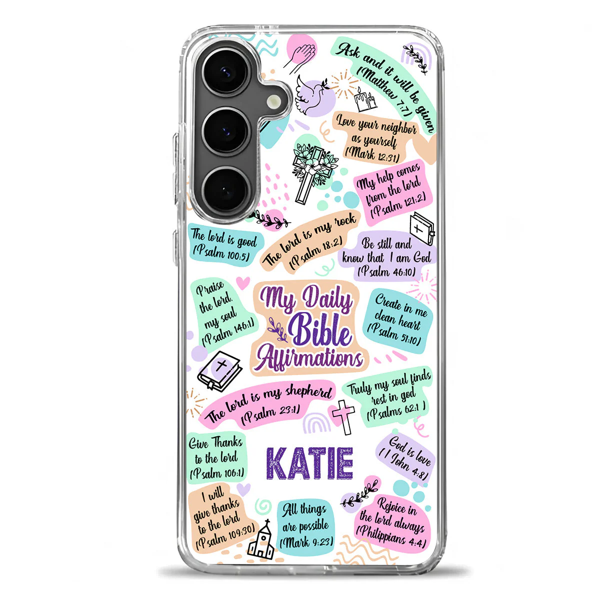 Daily Bible Affirmations -Personalized Phone Case - Christian Gift BA01 - Image 2
