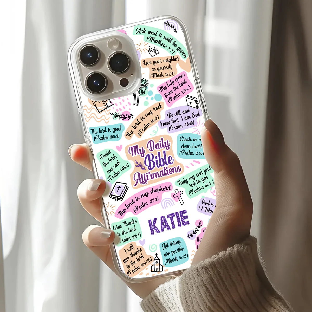 Daily Bible Affirmations -Personalized Phone Case - Christian Gift BA01 - Image 3