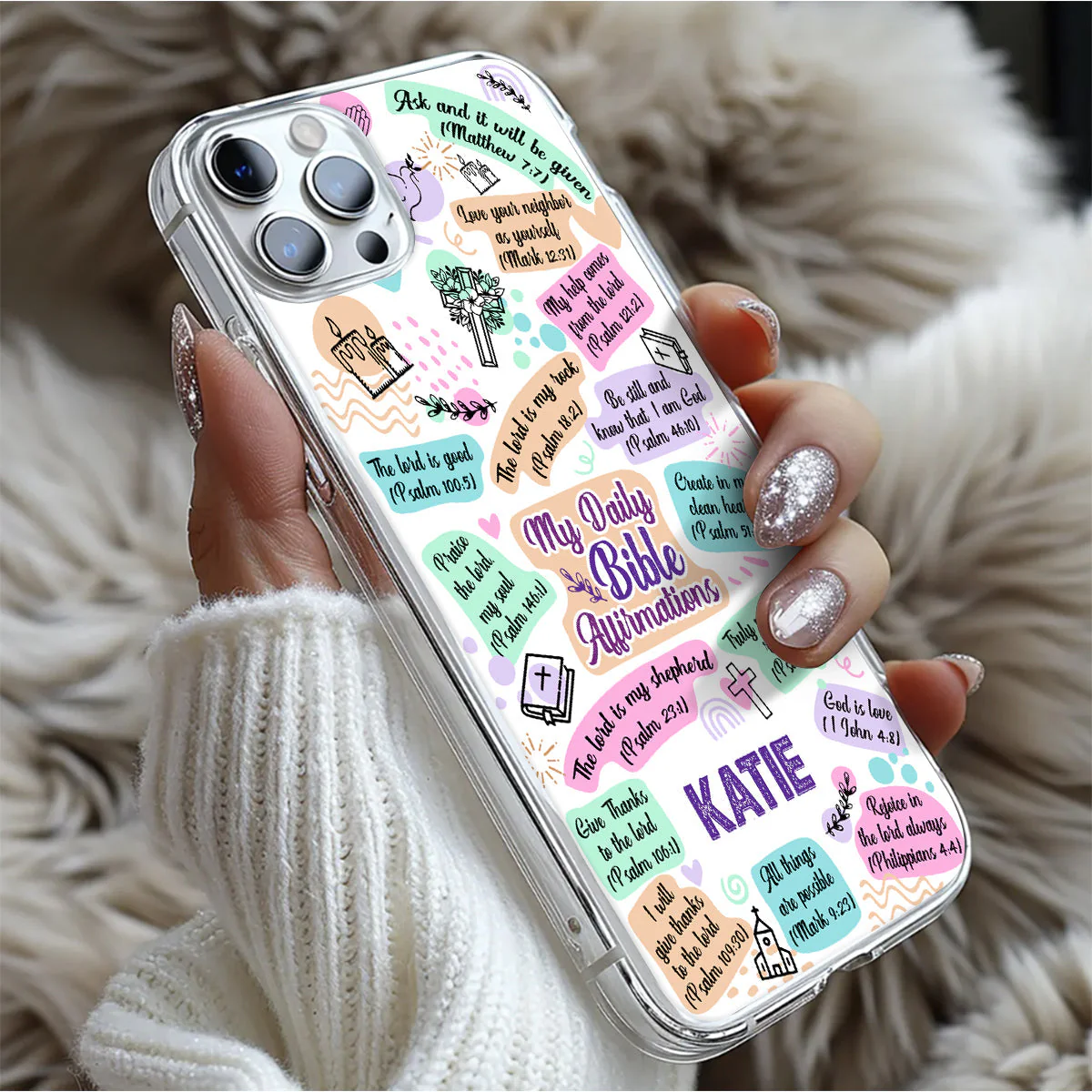 Daily Bible Affirmations -Personalized Phone Case - Christian Gift BA01 - Image 5