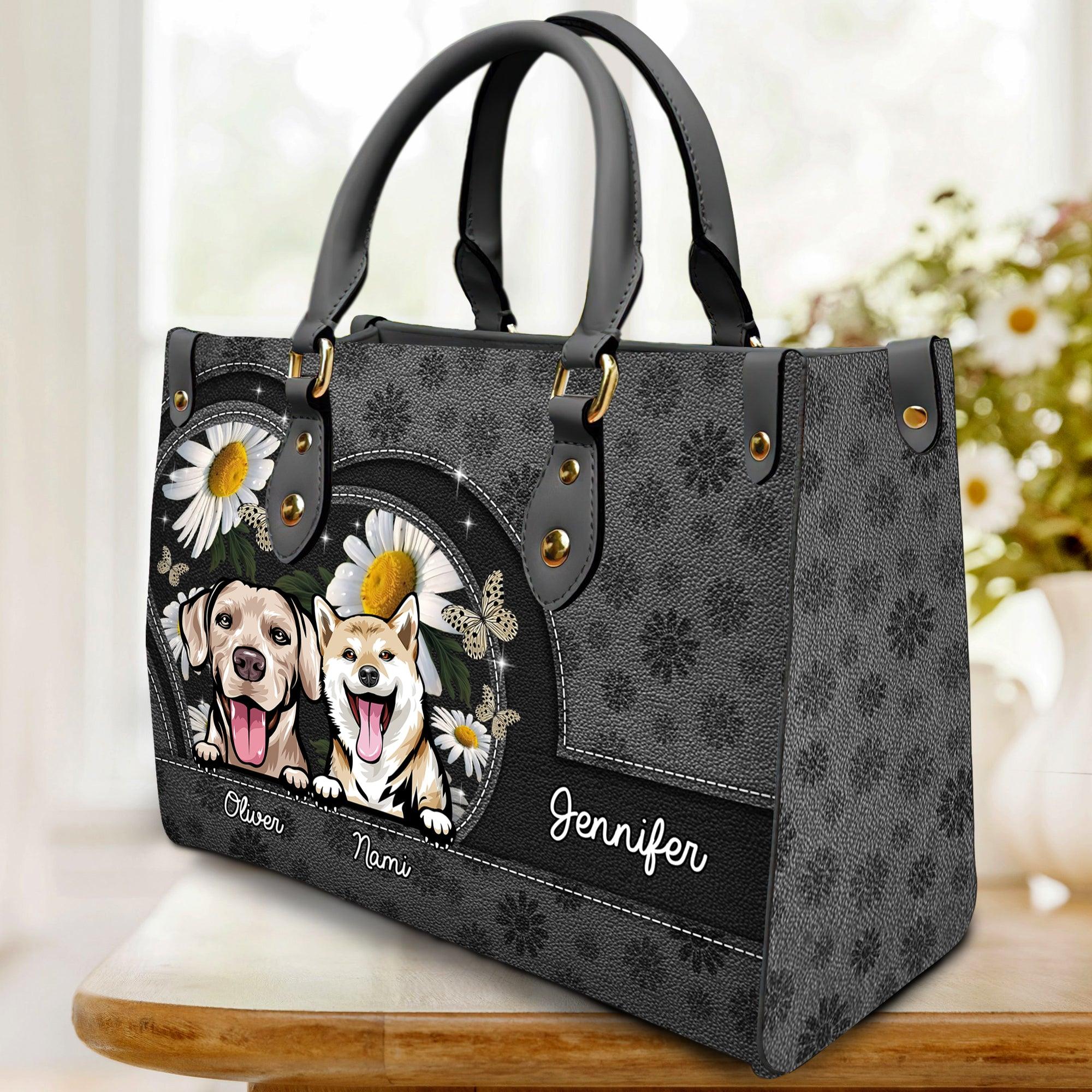 Daisy With Butterfly - Personalized Leather Handbag - Gift for Dog Lovers, Dog Mom | CLP13 NH96 - Image 3