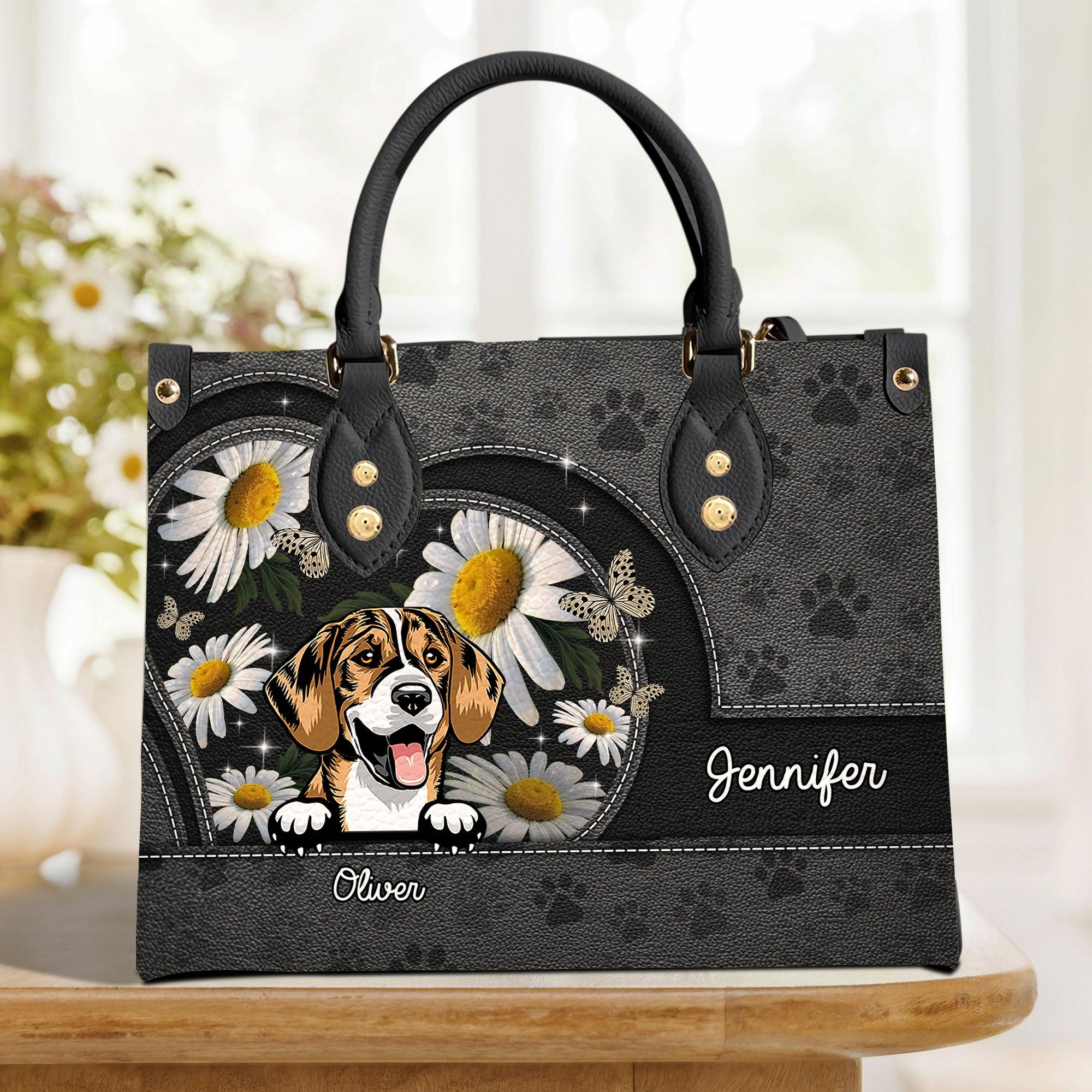 Daisy With Butterfly - Personalized Leather Handbag - Gift for Dog Lovers, Dog Mom | CLP13 NH96 - Image 6