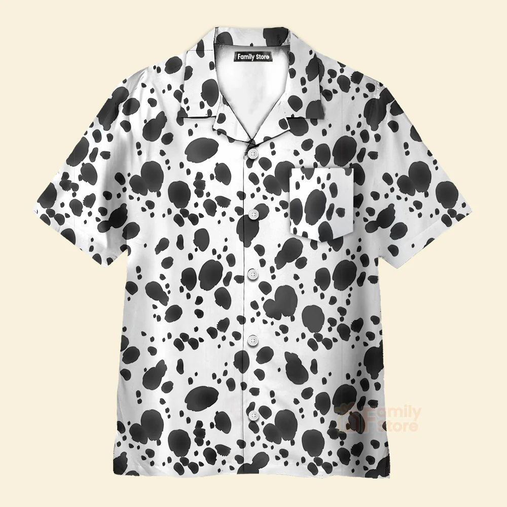 Dalmatian Dog Pattern Black And White Aloha Hawaiian Shirts For Men, Women - Image 2