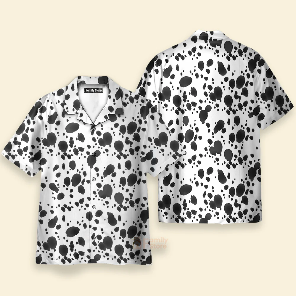 Dalmatian Dog Pattern Black And White Aloha Hawaiian Shirts For Men, Women - Image 3
