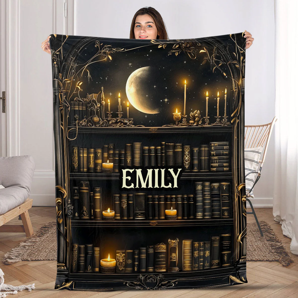 Dark Academia Reading Blanket - Personalized Blanket - Gift For Book Lover, Reader | HH01