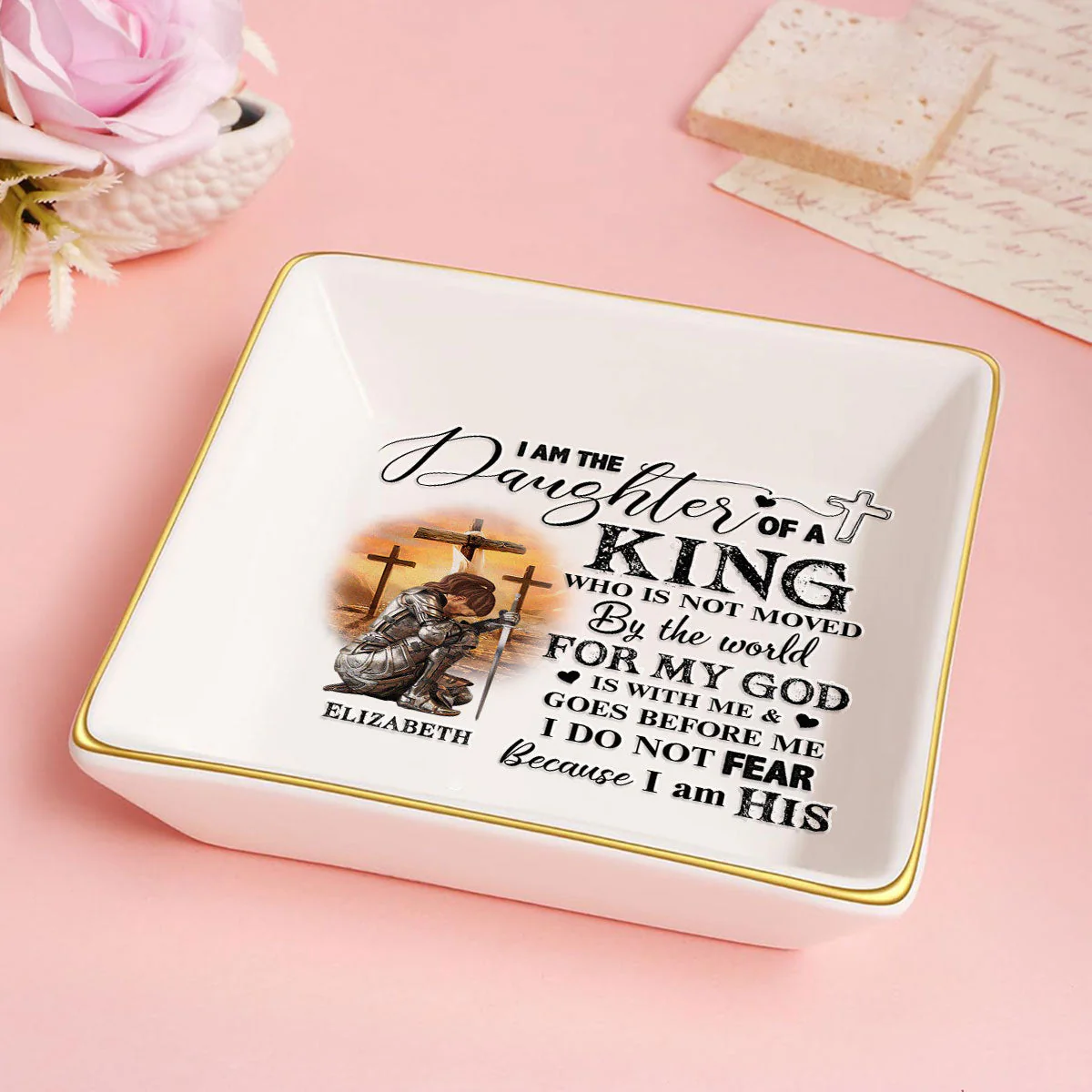 Daughter Of A King - Personalized Jewelry Dish - Gift For Bestie, Sister, Friend, Wife, For Me Gift  - CLGOD03 NA94 - Image 4