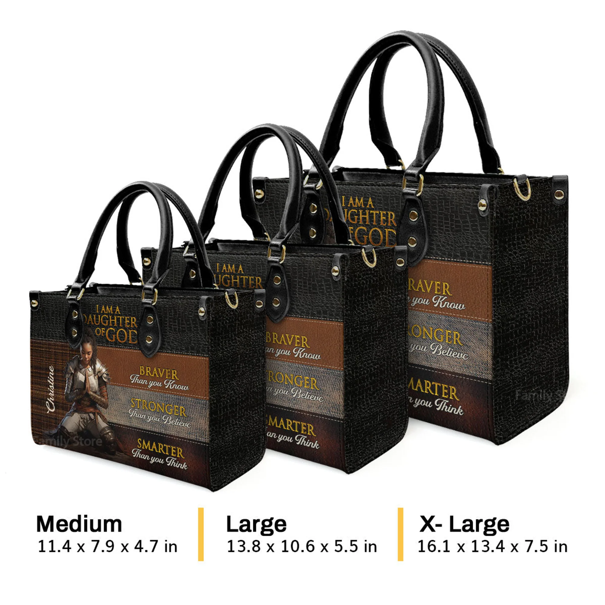 Daughter Of God - Personalized Leather Handbag With Handle - AT4081302 - Image 4