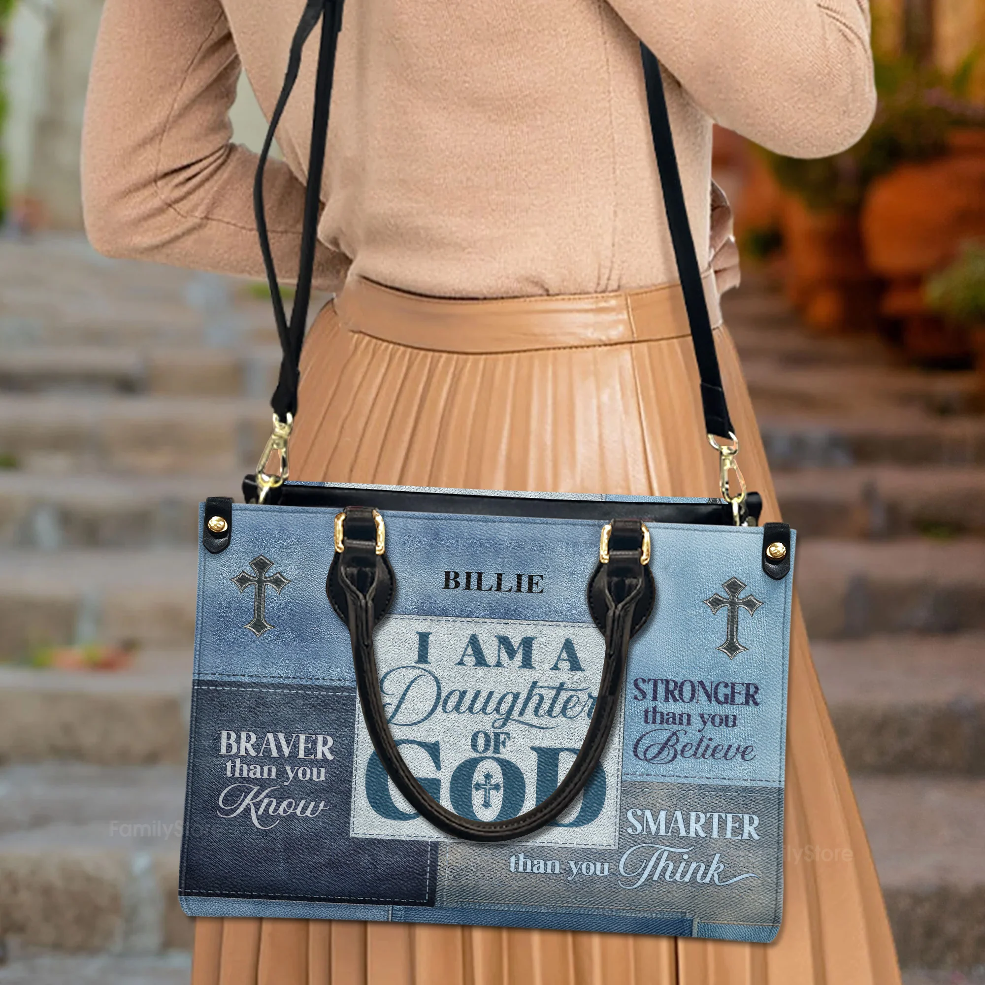 Daughter Of God - Unique Personalized Leather Handbag - AT4081301 - Image 3