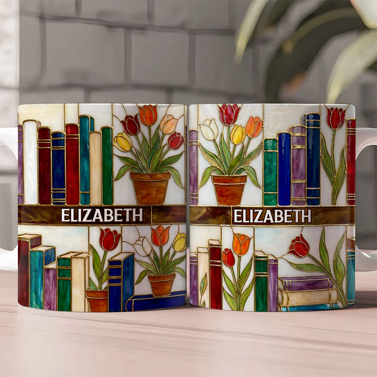 Daydreaming About Books & Tulips - Personalized Mug - Gift For Her, Book Lovers HH01 - Image 2