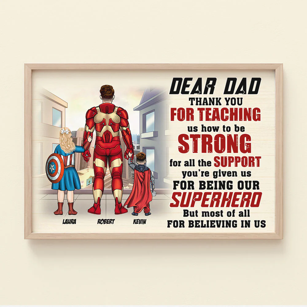 Dear Dad Superhero - Personalized Canvas Poster - Gift For Dad, Father's Day | CL02 - Image 4