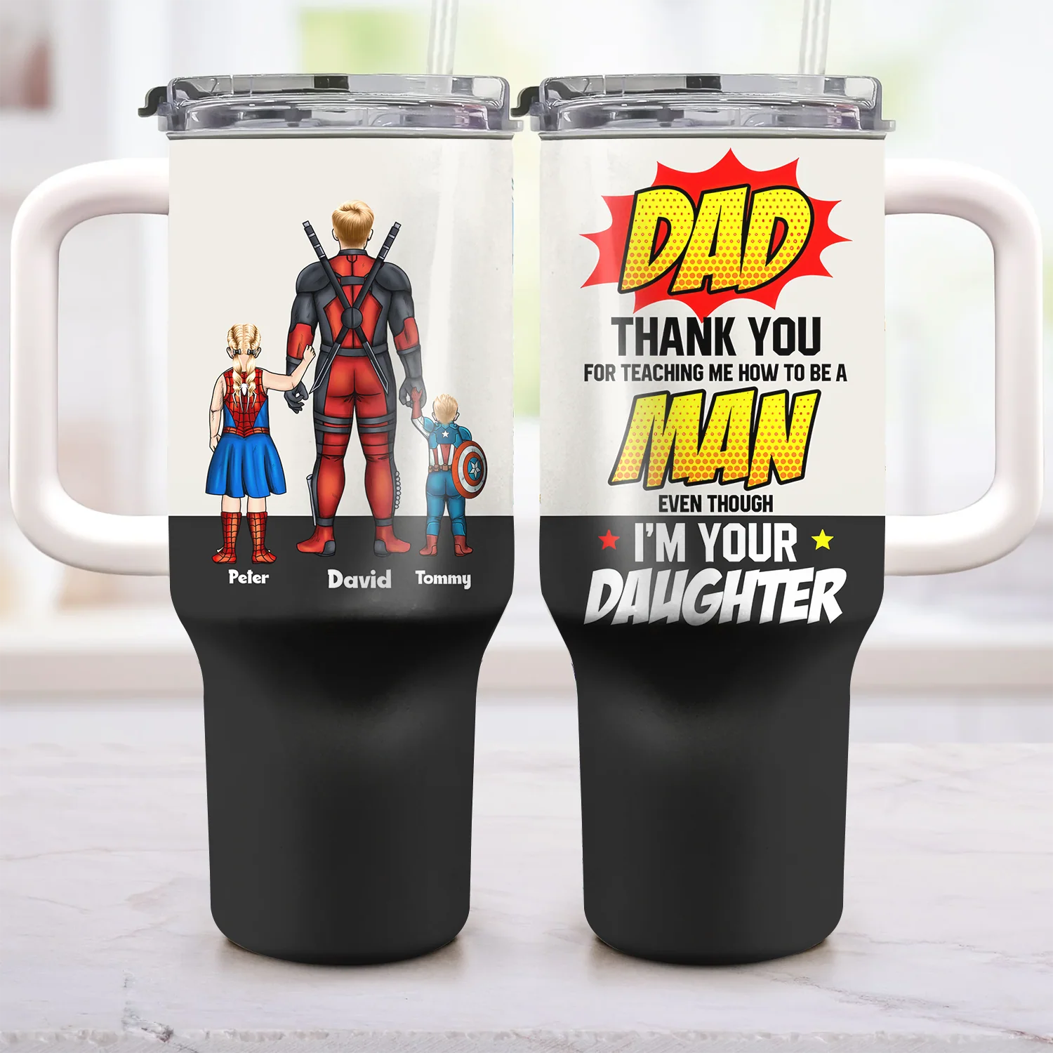 Dear Dad Thank You For Teaching Me Everything In Life - Personalized 40oz Tumbler Cup With Straw - Gift For Dad, Father's Day | CL02 NA94 - Image 3