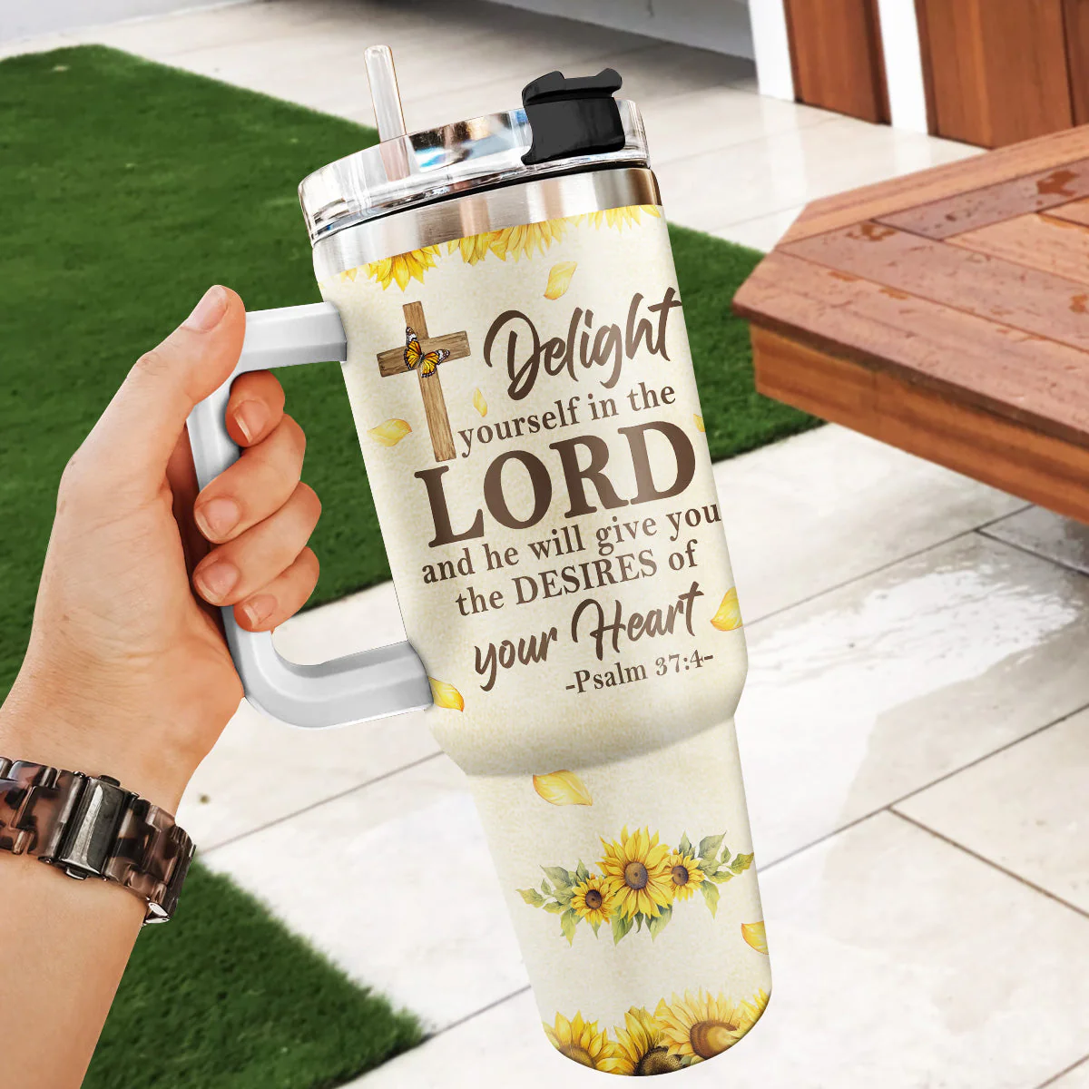 Delight Yourself In The Lord | Personalized Stainless Steel Tumbler - Image 6