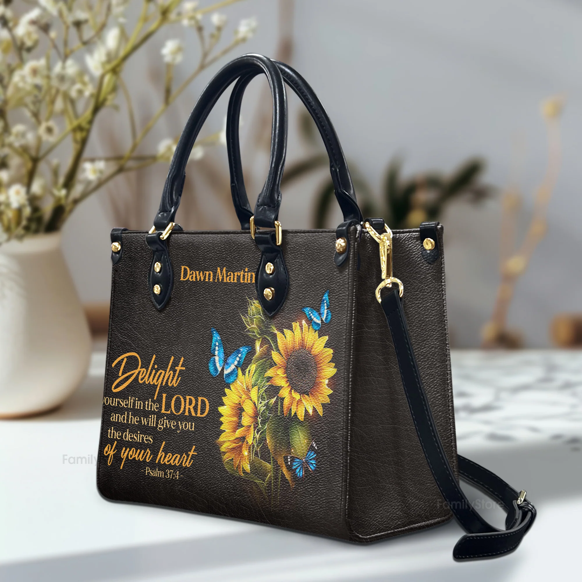 Delight Yourself In The Lord - Thoughtful Gift For Christians - Personalized Leather Handbag With Handle - AT4080737 - Image 2