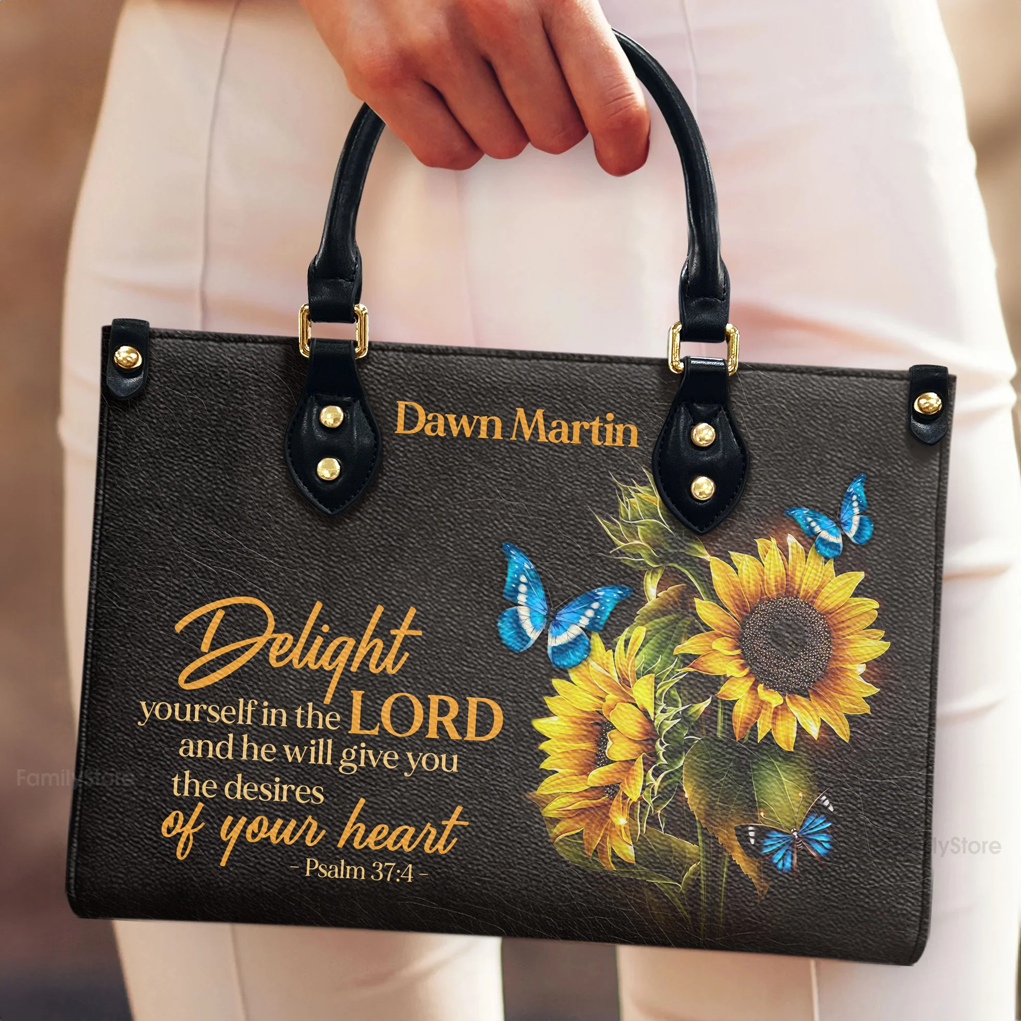 Delight Yourself In The Lord - Thoughtful Gift For Christians - Personalized Leather Handbag With Handle - AT4080737 - Image 4