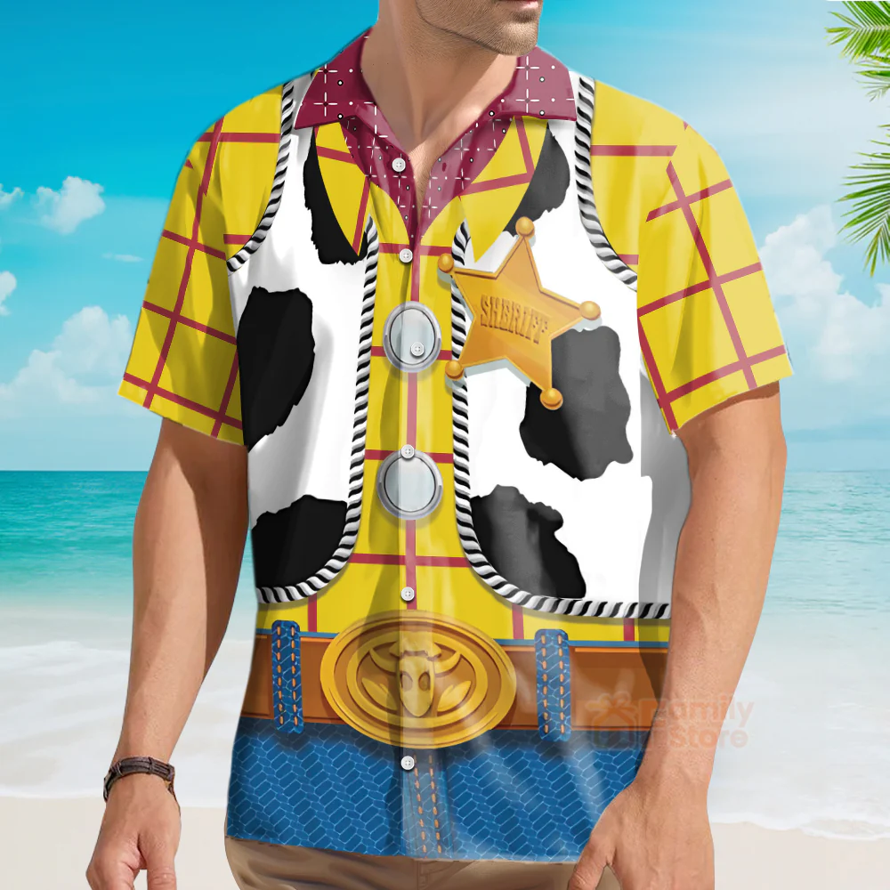 Woody movies Toy Story Denim Style Vest Dress Up Print - Hawaiian Shirt - Image 4