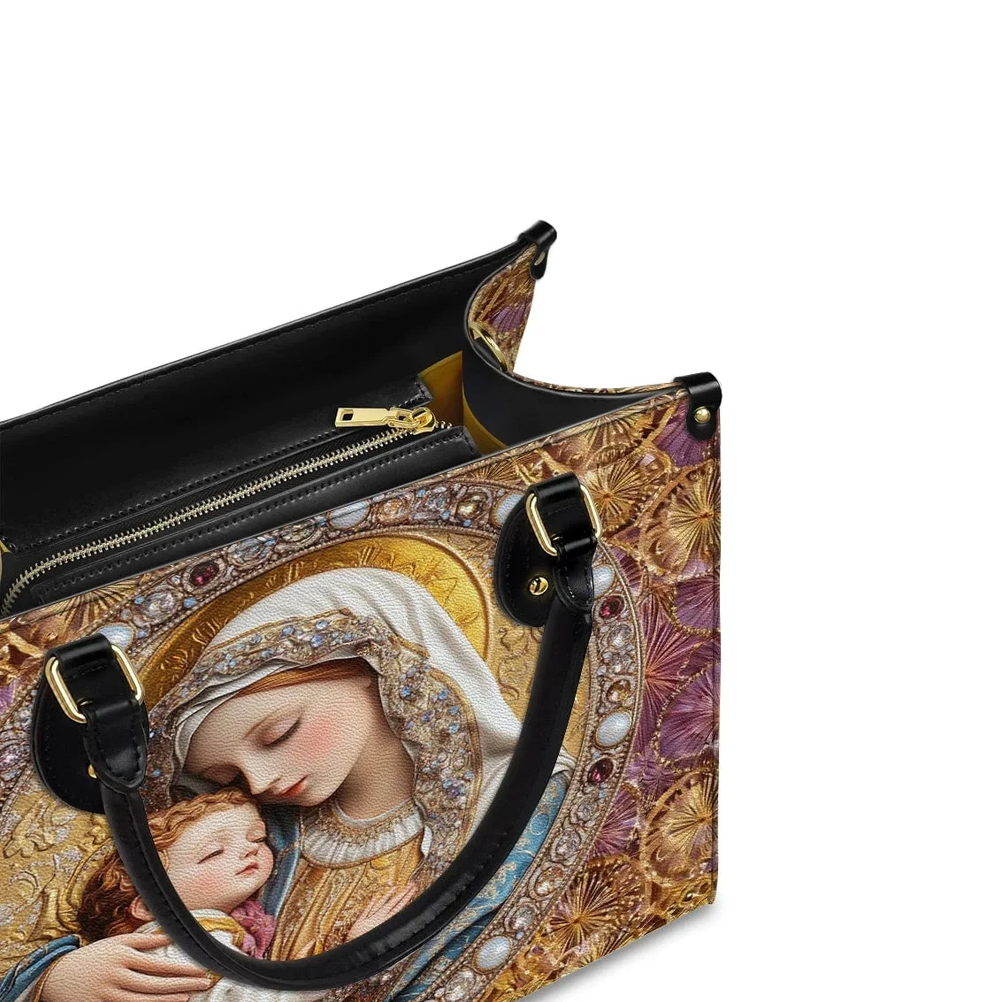 Divine Madonna And Child - Christian Leather Handbag - Image 5