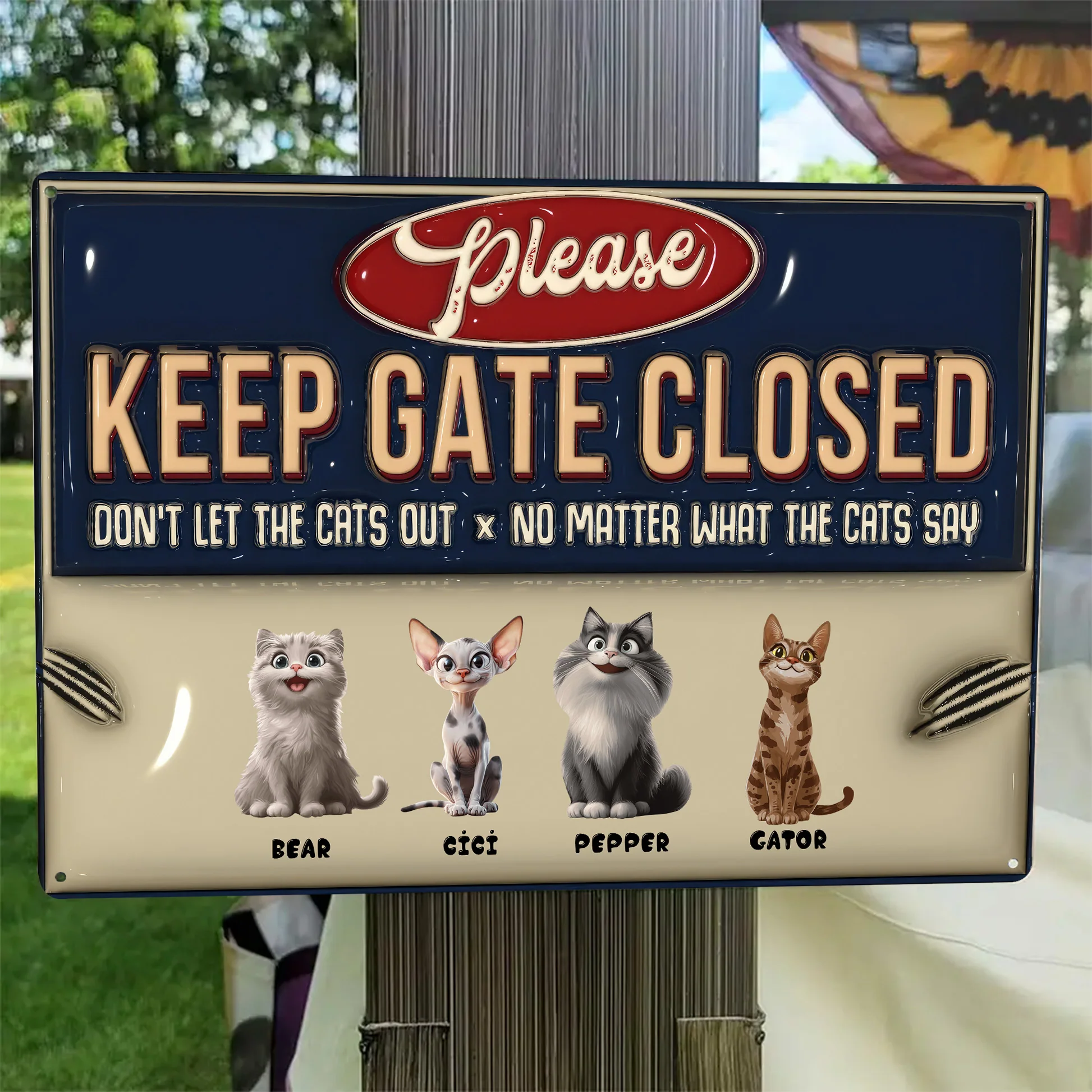 Do Not Let The Cats Out Cartoon Cat Version - Personalized 3D Inflated Effect Metal Sign - Gift For Cat Lovers | CLP15 NA94 - Image 2
