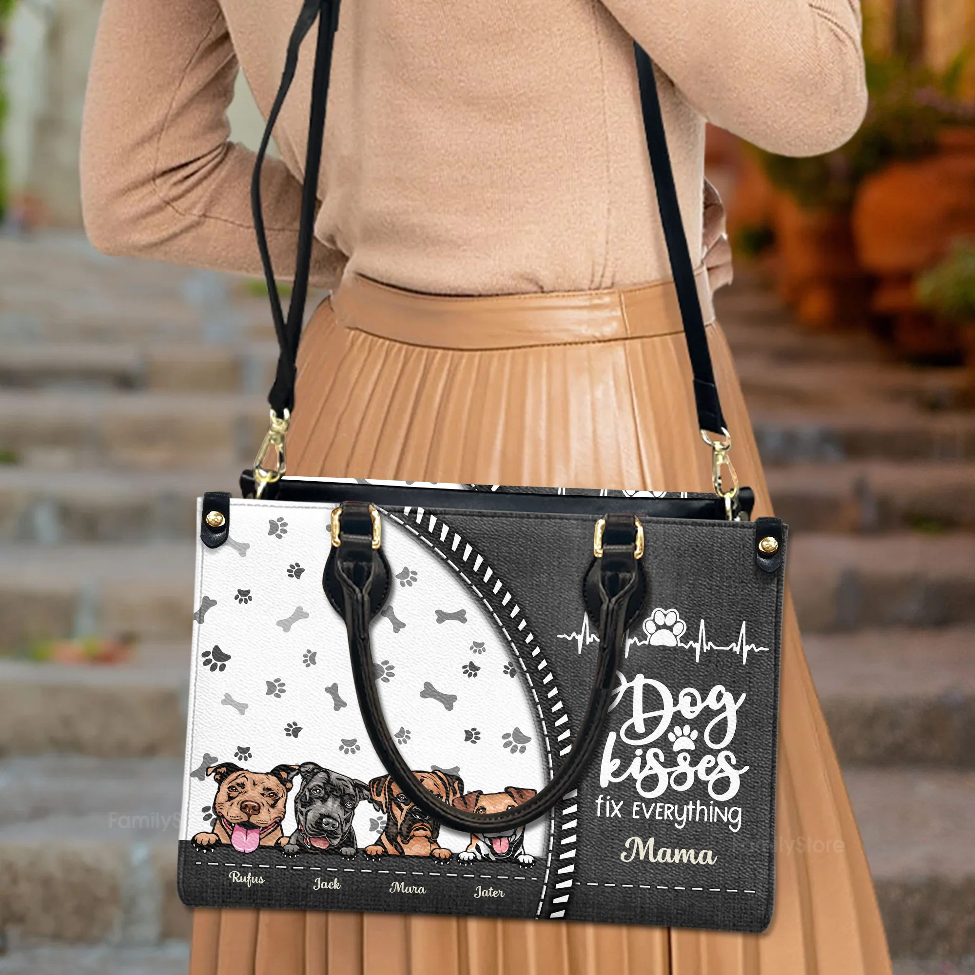 Dog Kisses Fix Everything - Personalized Leather Handbag - Gift for Dog Lovers, Dog Mom | CLP13 NH96 - Image 3