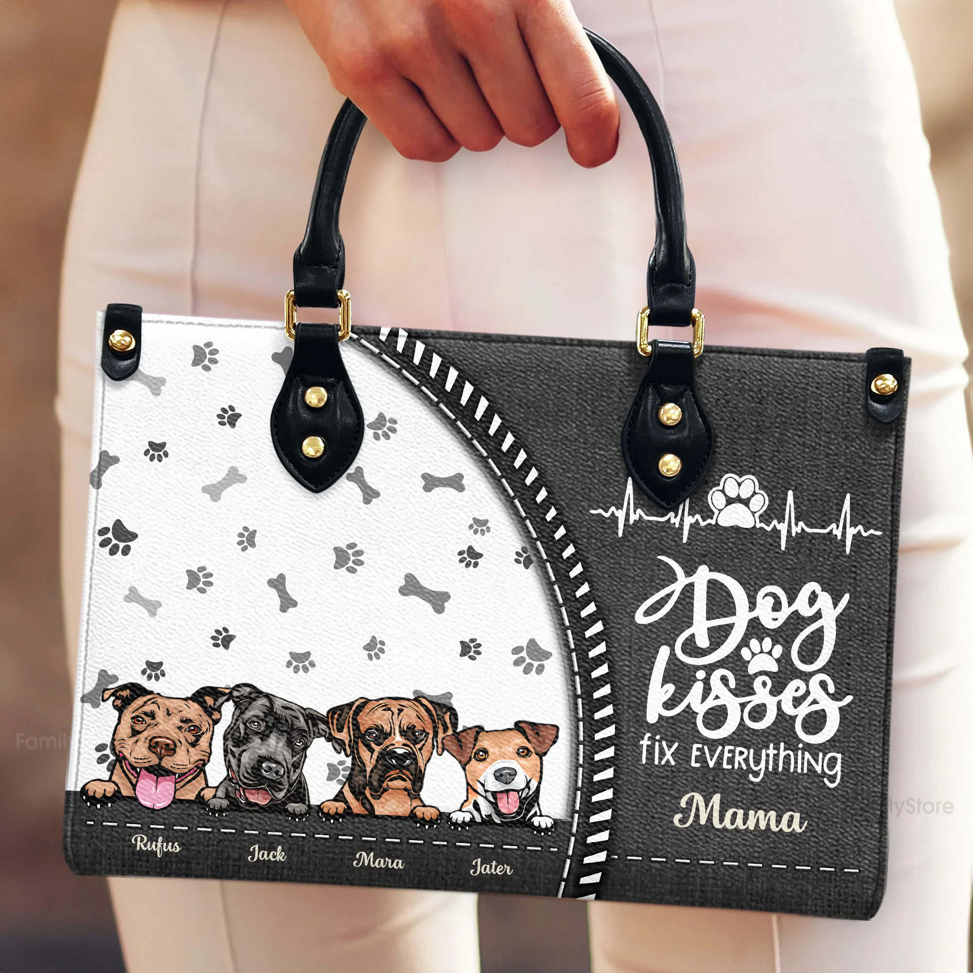 Dog Kisses Fix Everything - Personalized Leather Handbag - Gift for Dog Lovers, Dog Mom | CLP13 NH96 - Image 4
