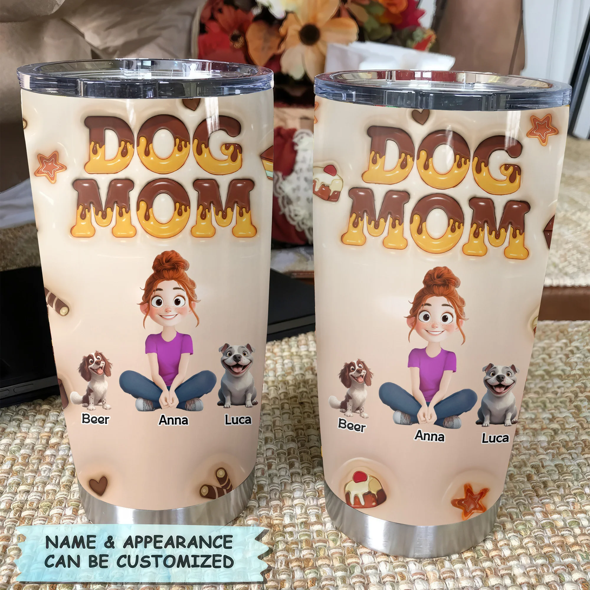 Dog Mom Chocolate 3D Inflated Effect Cartoon Dog - Personalized Tumbler Cup - Gift for Pet Owners, Pet Lovers, Dog Mom | CLP15 NH96 - Image 4