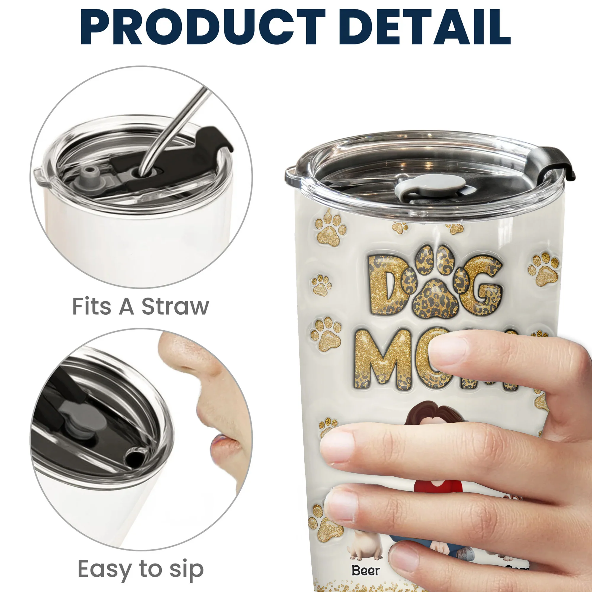 Dog Mom Leopard 3D Inflated Effect Cartoon Dog - Personalized Tumbler Cup - Gift for Pet Owners, Pet Lovers, Dog Mom | CLP15 NH96 - Image 5