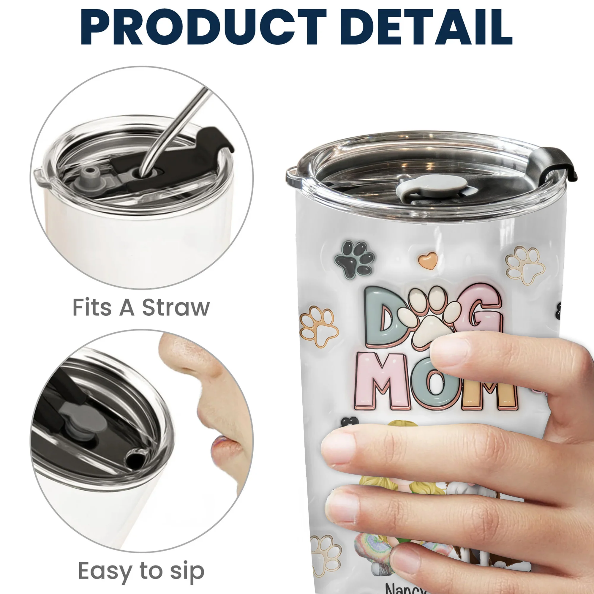Dog Mom Lovely Flower 3D Inflated Effect Cartoon Dog - Personalized Tumbler Cup - Gift for Pet Owners, Pet Lovers, Dog Mom | CLP15 NH96 - Image 5