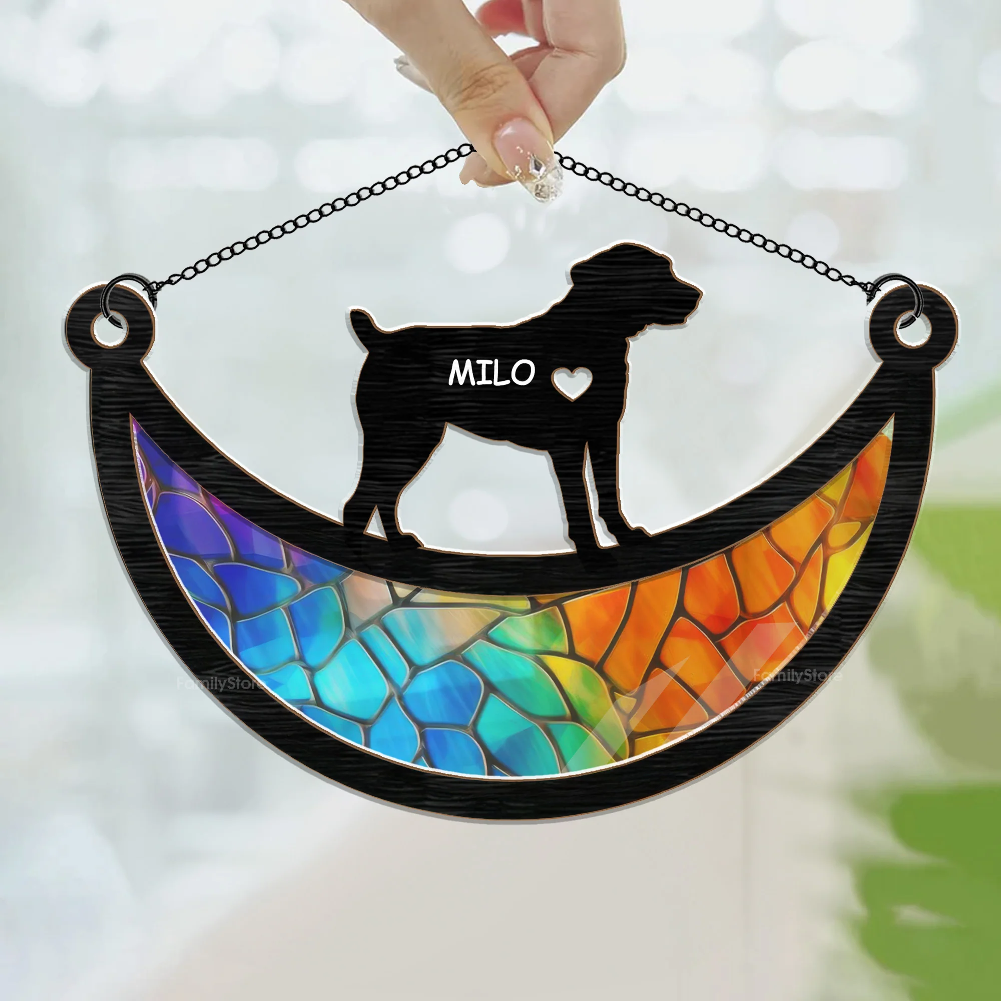 Dog On The Moon - Memorial Gift For Dog Lovers - Personalized Window Hanging Window Hanging Suncatcher Ornament - CLP05 NA94 - Image 3