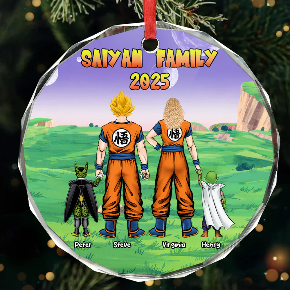 DrBa Saiyan Family 2024 Version 2 - Personalized Glass Ornament - Gift For Family Members - CL03 NA94 - Image 3