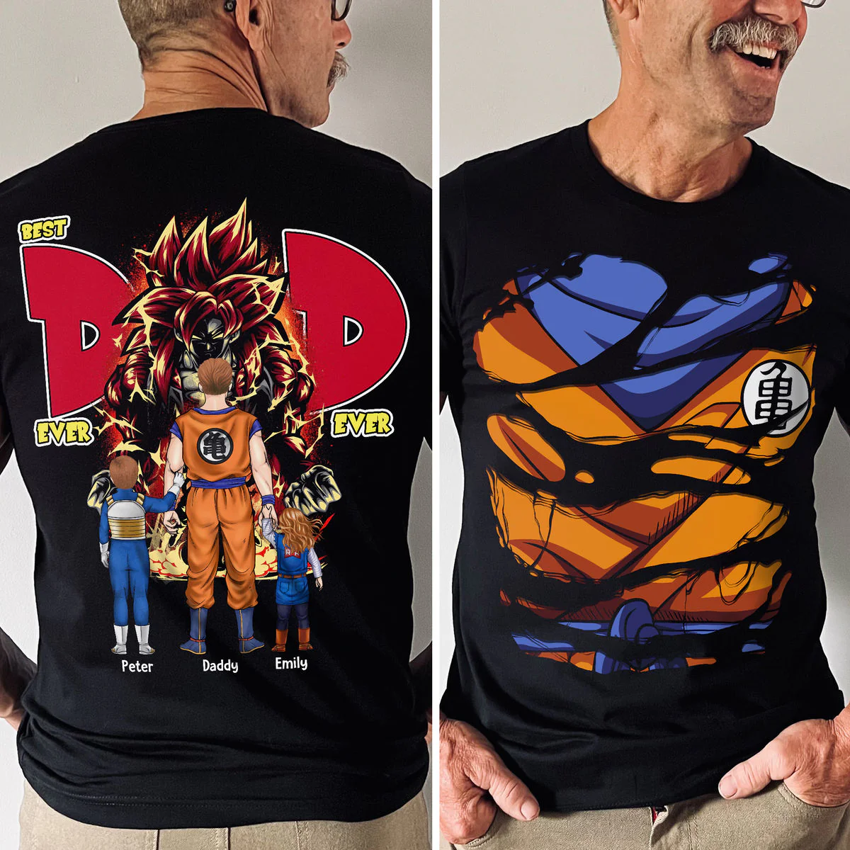 DrBa Best Saiyan Dad Ever - Personalized TShirt - Gift For Dad, Anime Fans - Image 2