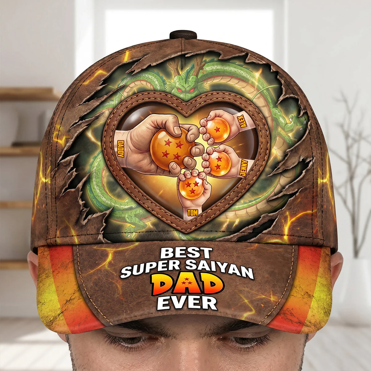 DrBa Best Super Saiyan Dad Ever - Personalized Classic Cap - Gifts For Dad - Image 4