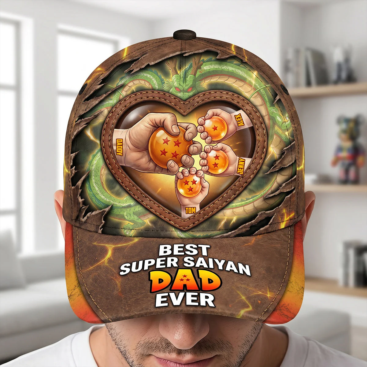 DrBa Best Super Saiyan Dad Ever - Personalized Classic Cap - Gifts For Dad - Image 5