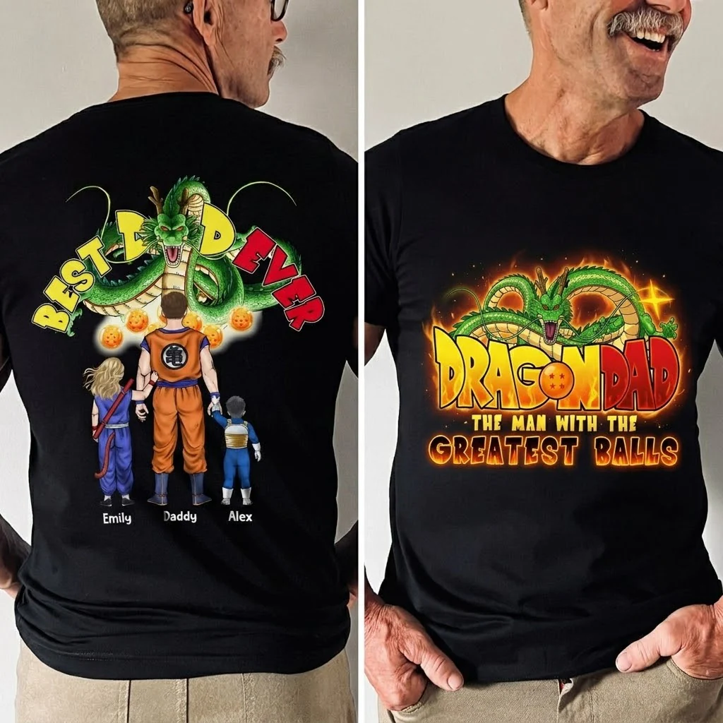 DrBa Best Super Saiyan Dad Ever - Personalized TShirt - Gift For Dad, Anime Fans | CL03.Ver2