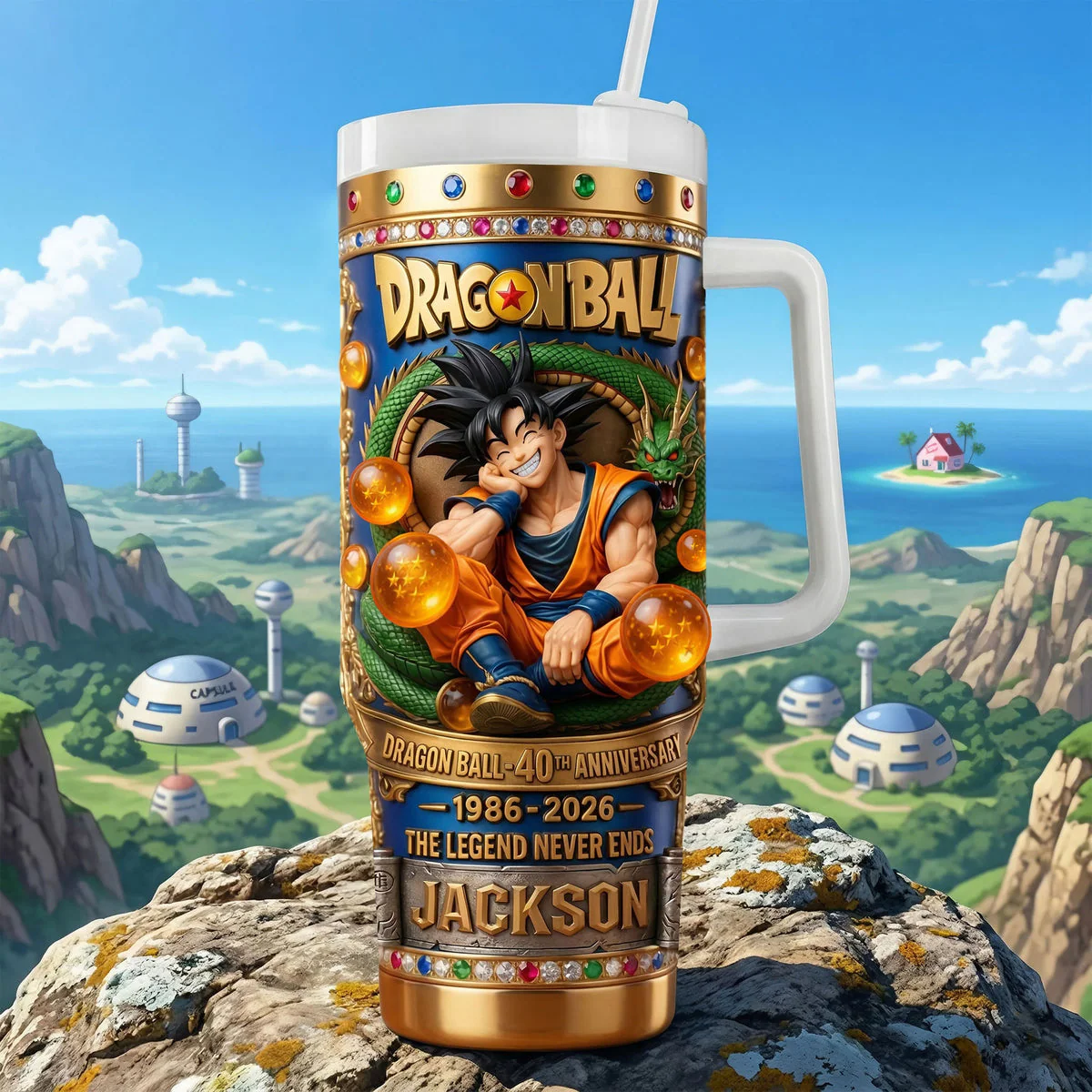 DrBA Celebrate 40 Years Of Legend - Personalized Tumbler With Handle - Gift For Movie Fans NL122 - Image 2