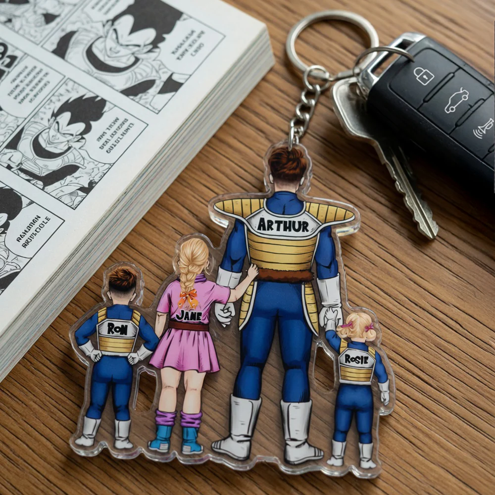 DrBa Hero Dad Power - Personalized Acrylic Keychain - Gift For Dad - Image 4