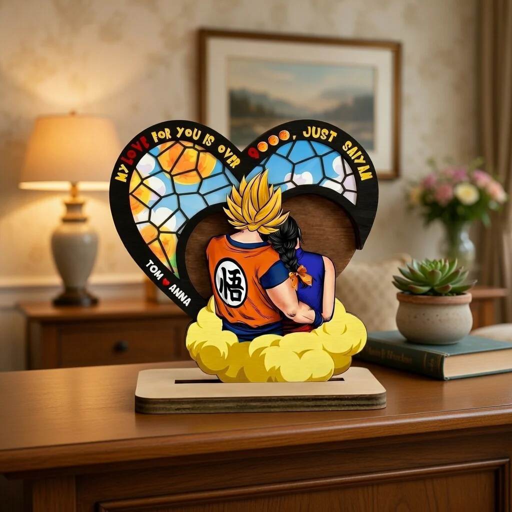 DrBa My Love For You Is Over 9000 - Personalized Wooden Plaque - Gift For Wife, Couple - Image 3