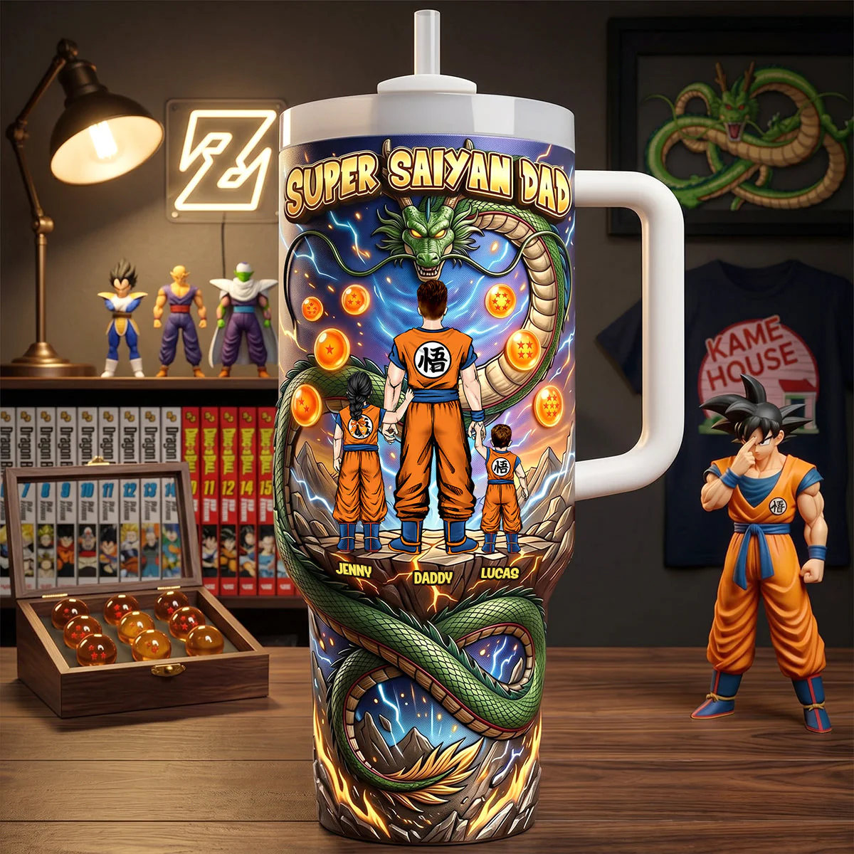 DrBa Super Legendary Dad - Personalized Tumbler With Handle - Gift For Father's Day