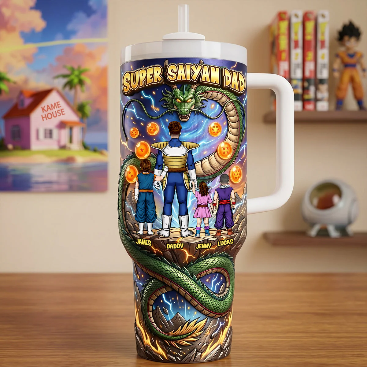 DrBa Super Legendary Dad - Personalized Tumbler With Handle - Gift For Father's Day - Image 3
