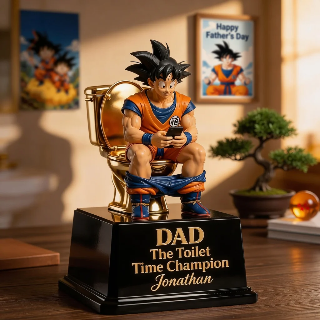 DrBa The Golden Toilet Trophy - Personalized Acrylic Plaque - Funny Father's Day Gift