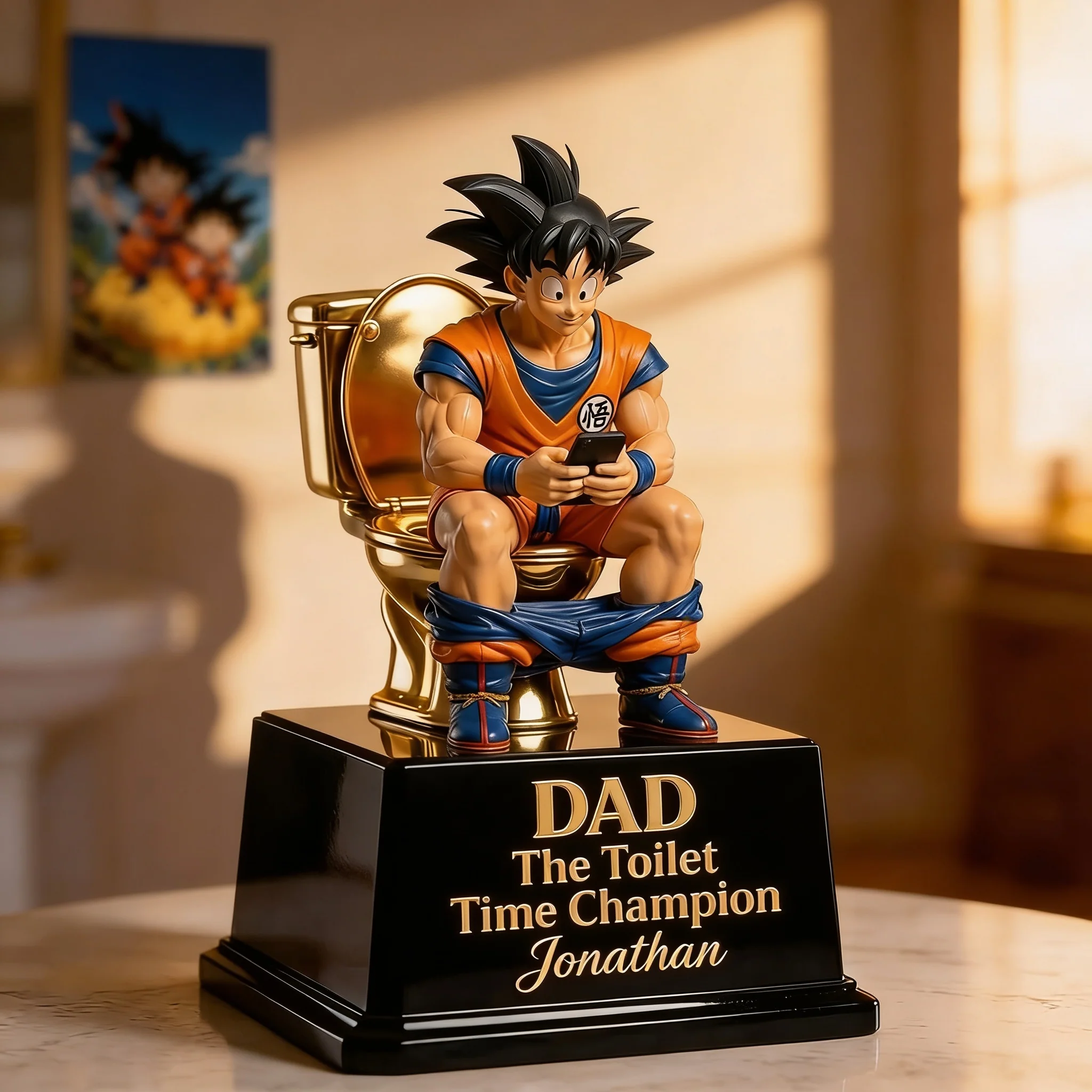DrBa The Golden Toilet Trophy - Personalized Acrylic Plaque - Funny Father's Day Gift - Image 3