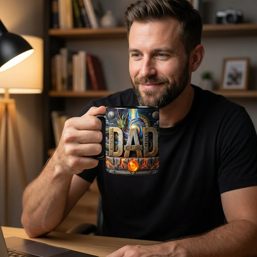 DrBa The Supper Saiyan Dad The Myth The Legend Energy Dragon -Personalized Mug - Gift For Dad - Image 4