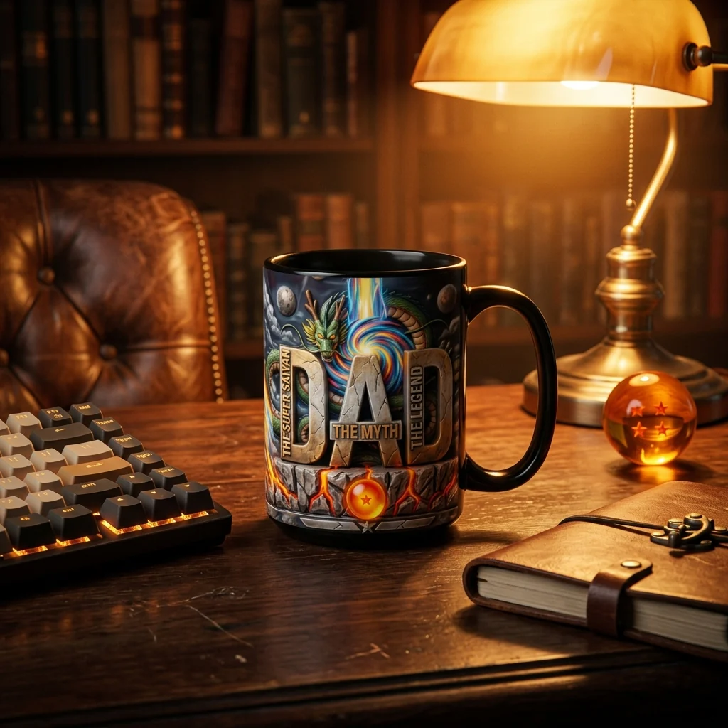 DrBa The Supper Saiyan Dad The Myth The Legend Energy Dragon -Personalized Mug - Gift For Dad - Image 5