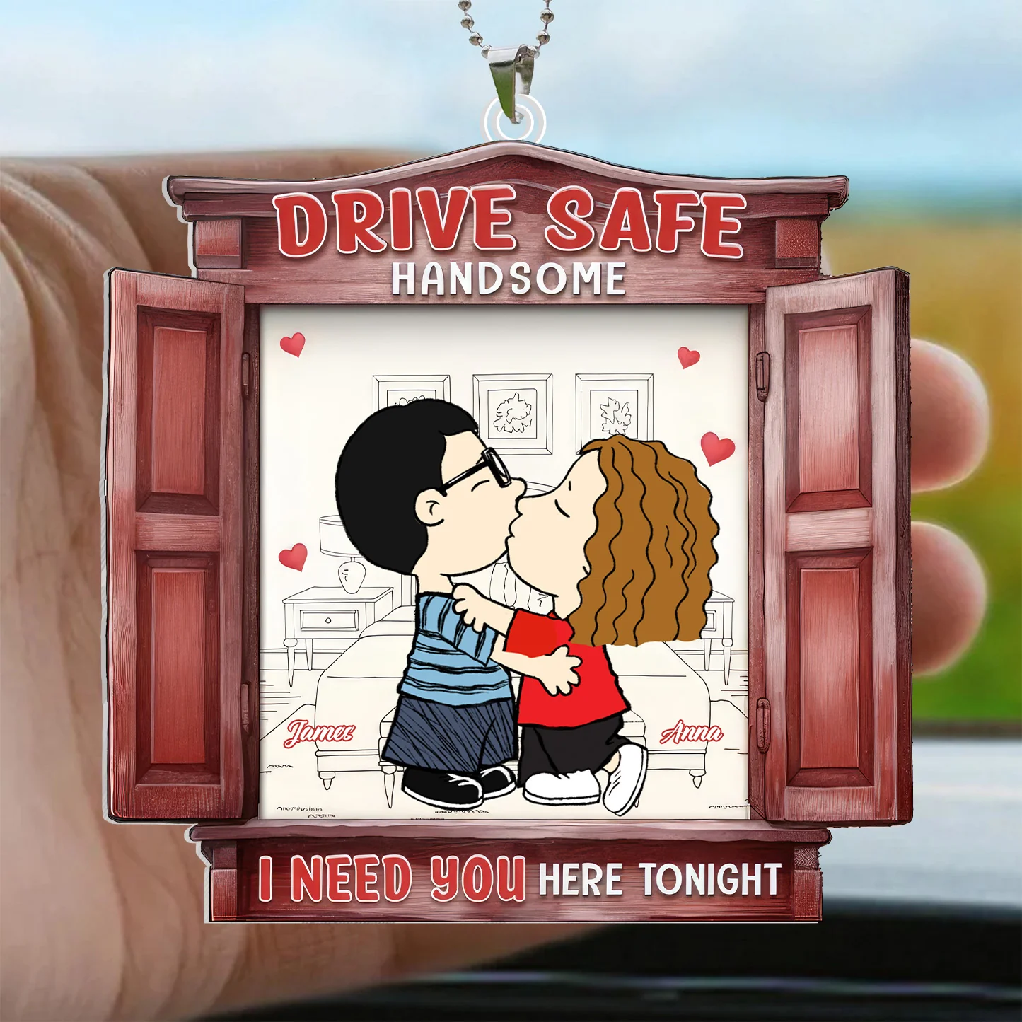 Drive Safe Handsome Peanut - Personalized Car Ornament - Gift For Couple, Husband Wife - GR9 NH96 - Image 3