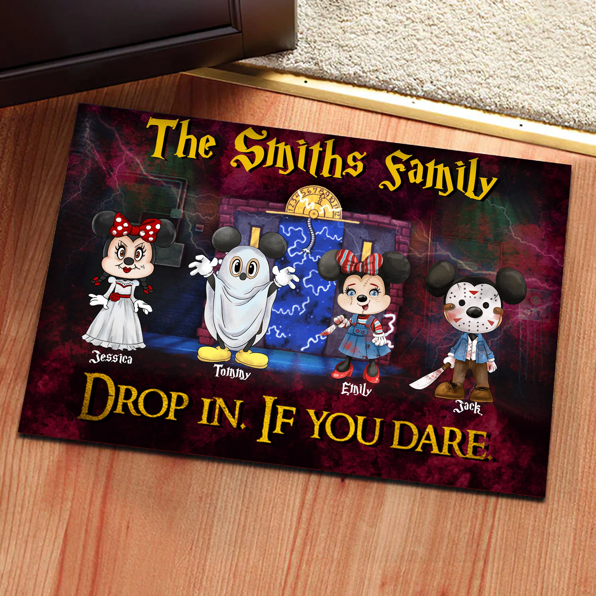 Drop In If You Dare Happy Halloween - Personalized Shaped Door Mat - CL15 NA94 - Image 4